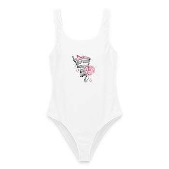 Notes musicales avec musique et fleur. - Maillot de bain femme - blanc - Devant - AI Model Female 172 dark (172cm)
