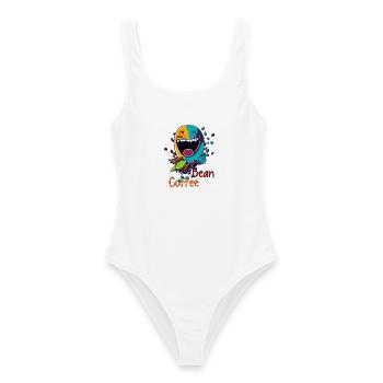 Grain de café rieur - Maillot de bain femme - blanc - Devant - AI Model Female 172 dark (172cm)