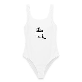Runner Man Berge - Frauen Badeanzug - Weiß - Vorne - AI Model Female 172 dark (172cm)