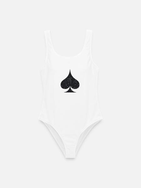 Kartenanzug Pik Symbol Grunge Textur - Frauen Badeanzug - Weiß