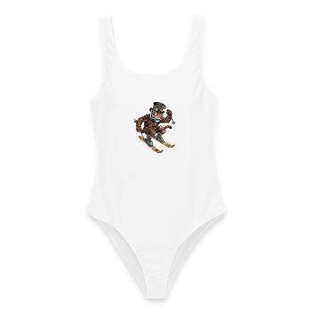 Skieur tigre steampunk avec chapeau haut de forme - Maillot de bain femme - blanc - Devant - AI Model Female 172 dark (172cm)