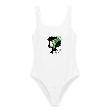 Arbre abstrait avec des fleurs - Maillot de bain femme - blanc - Devant - AI Model Female 172 dark (172cm)