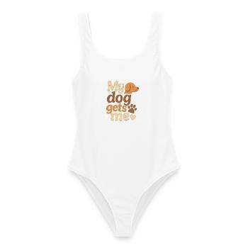 Mon chien me comprend - Maillot de bain femme - blanc - Devant - AI Model Female 172 dark (172cm)