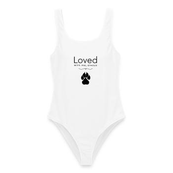 Le chien aimé - Maillot de bain femme - blanc - Devant - AI Model Female 172 dark (172cm)