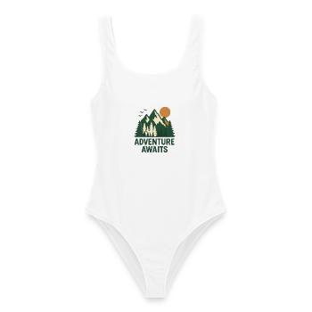 Aventure Paysage montagneux de la forêt - Maillot de bain femme - blanc - Devant - AI Model Female 172 dark (172cm)