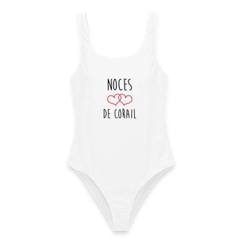 Noces de Corail 11 ans de mariage - Maillot de bain femme - blanc - Devant - AI Model Female 172 dark (172cm)