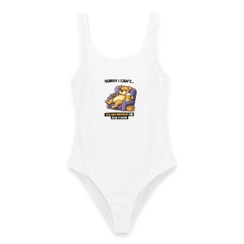 Canapé Chill Dog Bière Mème - Maillot de bain femme - blanc - Devant - AI Model Female 172 dark (172cm)