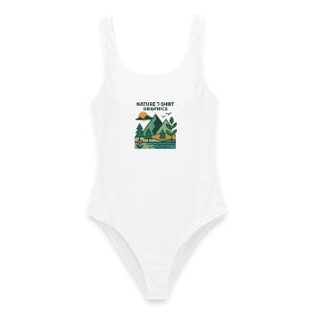 Montagnes, lac et coucher de soleil - Maillot de bain femme - blanc - Devant - AI Model Female 172 dark (172cm)