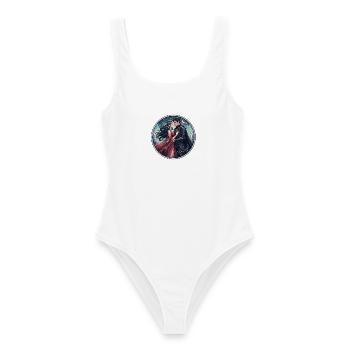 L’amour du chevalier sous les étoiles - Maillot de bain femme - blanc - Devant - AI Model Female 172 dark (172cm)