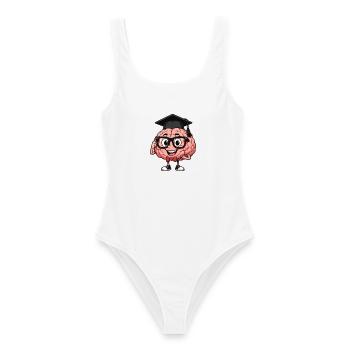 Brain with glasses - Women's Swimsuit - white - Front - AI Model Female 172 dark (172cm)