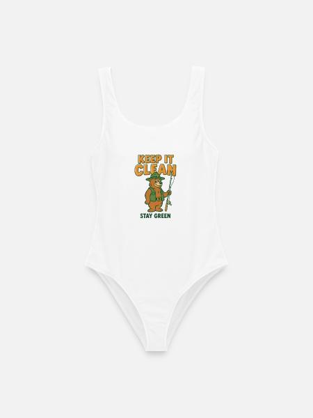 Eco Bear Bleib sauber Bleib grün - Frauen Badeanzug - Weiß