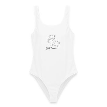 Minimalistiches Design - Frauen Badeanzug - Weiß - Vorne - AI Model Female 172 dark (172cm)