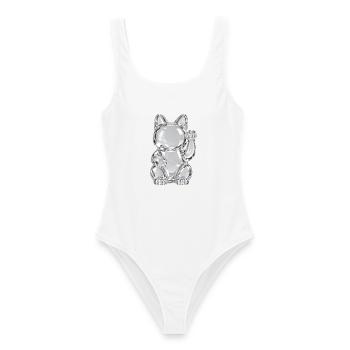 Transparente Glaskatze - Frauen Badeanzug - Weiß - Vorne - AI Model Female 172 dark (172cm)