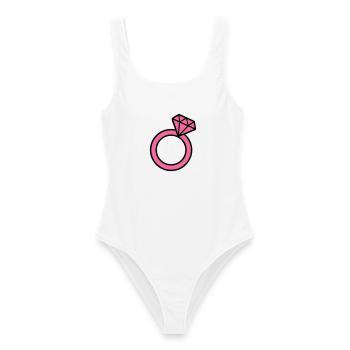 Pinker Diamantring Icon - Frauen Badeanzug - Weiß - Vorne - AI Model Female 172 dark (172cm)
