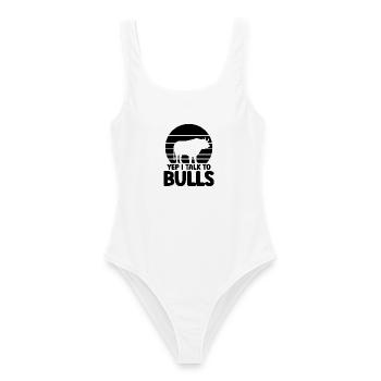 Stier Spruch Humor - Frauen Badeanzug - Weiß - Vorne - AI Model Female 172 dark (172cm)