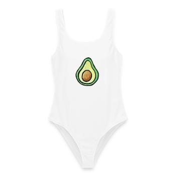 Aquarell Avocado-Scheibe - Frauen Badeanzug - Weiß - Vorne - AI Model Female 172 dark (172cm)