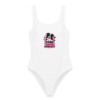 Stolze Border Collie Mama - Frauen Badeanzug - Weiß - Vorne - AI Model Female 172 dark (172cm)