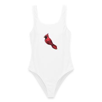 Roter Kardinal-Sketch - Frauen Badeanzug - Weiß - Vorne - AI Model Female 172 dark (172cm)