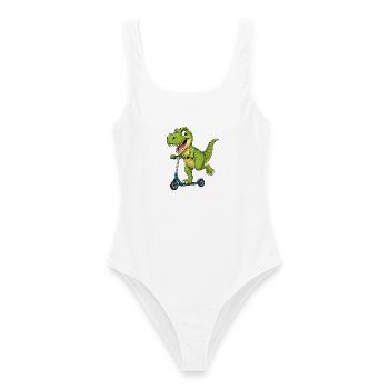 Süßer T-Rex auf Roller Cartoon Freund - Frauen Badeanzug - Weiß - Vorne - AI Model Female 172 dark (172cm)