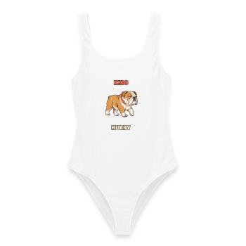 Zero Hurry – Fauler Bulldoggen-Humor - Frauen Badeanzug - Weiß - Vorne - AI Model Female 172 dark (172cm)