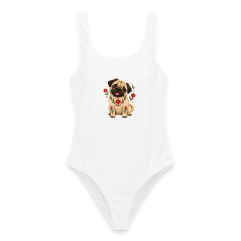 Mops Hund süßer Mops niedlicher Mops - Frauen Badeanzug - Weiß - Vorne - AI Model Female 172 dark (172cm)