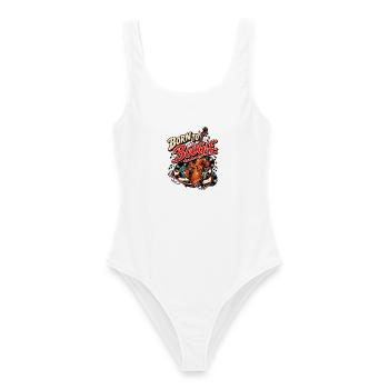 Born to Boogie – Rockabilly Tanz & Musik - Frauen Badeanzug - Weiß - Vorne - AI Model Female 172 dark (172cm)