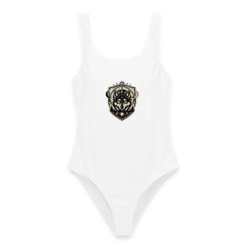 Wolf Crest Geometric Shield - Frauen Badeanzug - Weiß - Vorne - AI Model Female 172 dark (172cm)
