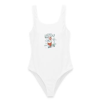 Retro Surf Welle am Strand - Frauen Badeanzug - Weiß - Vorne - AI Model Female 172 dark (172cm)