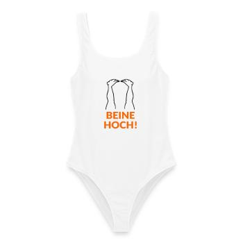 Motivation Beine Hoch - Frauen Badeanzug - Weiß - Vorne - AI Model Female 172 dark (172cm)