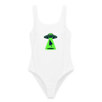 Ufo Entfuehrung Wald Logo - Frauen Badeanzug - Weiß - Vorne - AI Model Female 172 dark (172cm)