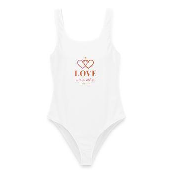 Love One Another – John 13:34 Christian - Frauen Badeanzug - Weiß - Vorne - AI Model Female 172 dark (172cm)