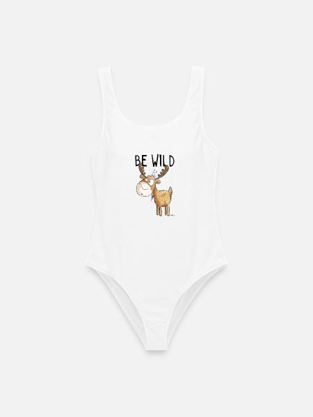 Be Wild Elch - Elche - Hirsch - Reh - Geschenk - Frauen Badeanzug - Weiß