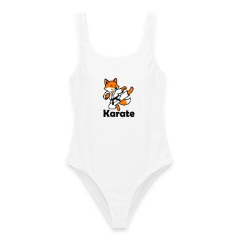 Karaté Renard - Maillot de bain femme - blanc - Devant - AI Model Female 172 dark (172cm)