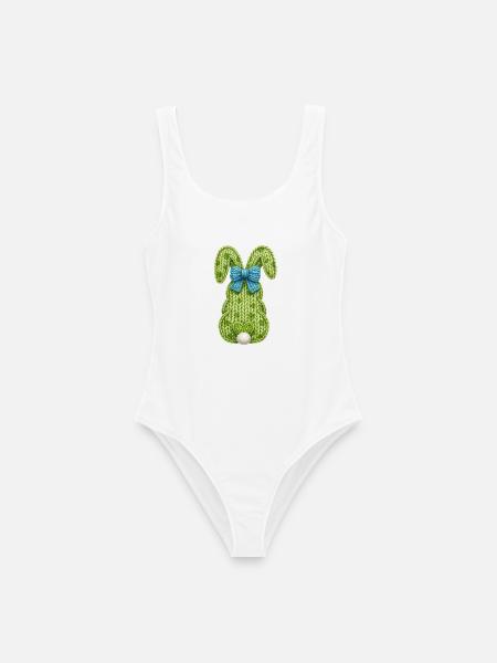 Osterhase von hinten mit Schleife Faux Yarn Ostern - Frauen Badeanzug - Weiß
