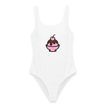 Sundae Cherry Artwork - Women's Swimsuit - white - Front - AI Model Female 172 dark (172cm)