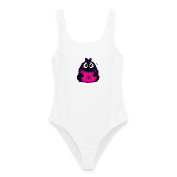 Kawaii Flauschmonster mit Netzbauch - Frauen Badeanzug - Weiß - Vorne - AI Model Female 172 dark (172cm)