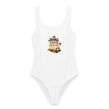 Books Coffee Cold Air - Herbst für Buchfans - Frauen Badeanzug - Weiß - Vorne - AI Model Female 172 dark (172cm)