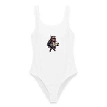 Bier Wildschwein Biergarten - Frauen Badeanzug - Weiß - Vorne - AI Model Female 172 dark (172cm)
