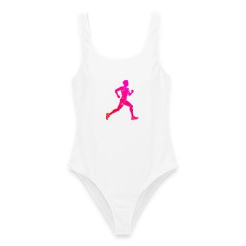 Geschenkidee für einen Athleten mit Marathonlaufen - Frauen Badeanzug - Weiß - Vorne - AI Model Female 172 dark (172cm)