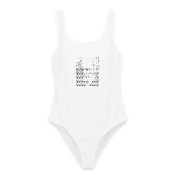 Freud ASCII Kunstporträt - Frauen Badeanzug - Weiß - Vorne - AI Model Female 172 dark (172cm)