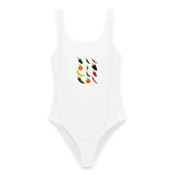 Chili fan - Frauen Badeanzug - Weiß - Vorne - AI Model Female 172 dark (172cm)