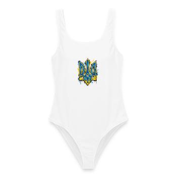 Ukraine - Coat of Arms - Wappen - Kiew - Frauen Badeanzug - Weiß - Vorne - AI Model Female 172 dark (172cm)
