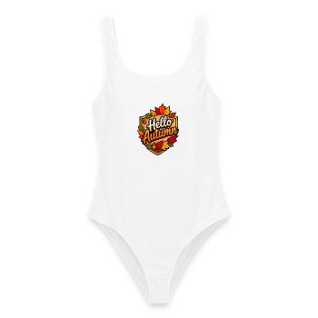 Hallo Herbstlaub Logo - Frauen Badeanzug - Weiß - Vorne - AI Model Female 172 dark (172cm)