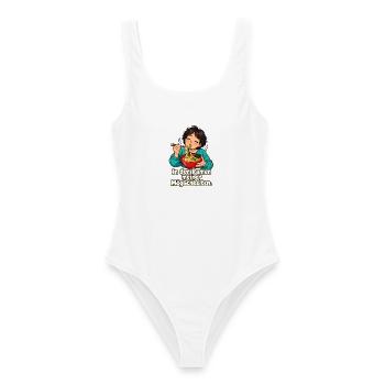 Ramen-Wortspiel – Frau - Frauen Badeanzug - Weiß - Vorne - AI Model Female 172 dark (172cm)