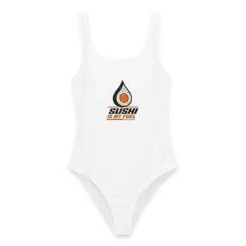 Sushi ist mein Treibstoff – lustiges Sushi-Liebhaber-Retro-Design - Frauen Badeanzug - Weiß - Vorne - AI Model Female 172 dark (172cm)