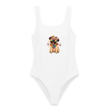 Mops Hund süßer Mops niedlicher Mops - Frauen Badeanzug - Weiß - Vorne - AI Model Female 172 dark (172cm)