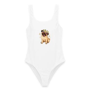 Mops Hund süßer Mops niedlicher Mops - Frauen Badeanzug - Weiß - Vorne - AI Model Female 172 dark (172cm)