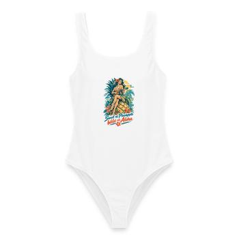 Hula Girl & Ananas – Sweet & Wild Hawaii - Frauen Badeanzug - Weiß - Vorne - AI Model Female 172 dark (172cm)