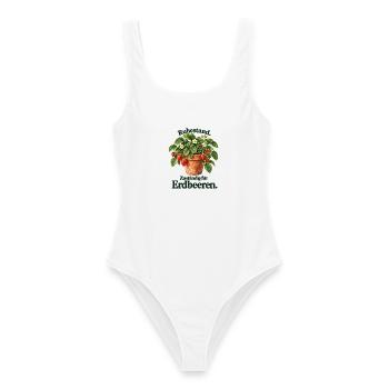 Ruhestand – Zuständig für Erdbeeren | Illustration - Frauen Badeanzug - Weiß - Vorne - AI Model Female 172 dark (172cm)