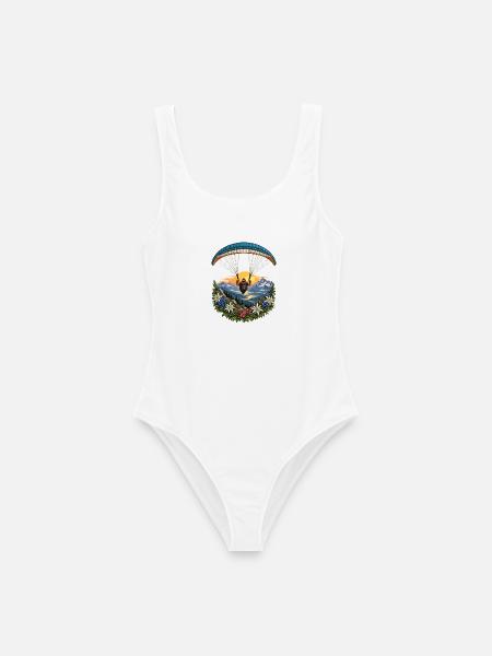 Paragliding Alpenpanorama Blumenkreis - Frauen Badeanzug - Weiß
